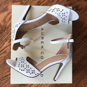 LC Lauren Conrad Peep-toe, white, open.